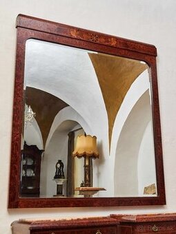 Veľké art deco zrkadlo s intarziou a perleťou, cca 1930