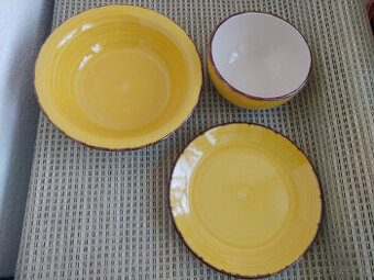 Keramická súprava 3 ks, žltá / krémová, nová