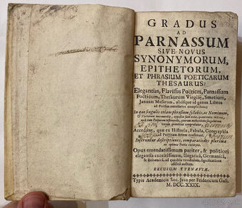 (slovník) Gradus Ad Parnassum, 1729, Trnava