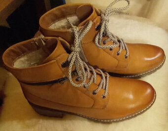 Dámske Zimné Kožené Kotníkové Čižmičky Veľkosť 39 - Nové