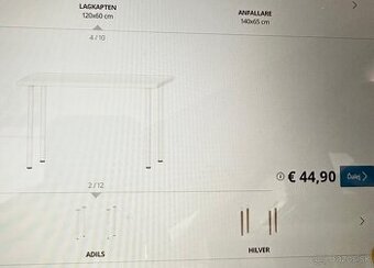 Stôl IKEA biely 120x60cm