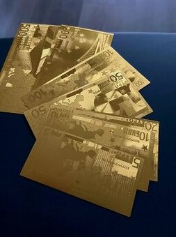 Dekoracia 7-dielna Sada Replík Zlatých Euro Bankoviek