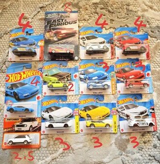 Hotwheels Honda, Mazda, Nissan, Subaru, Toyota