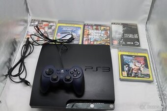 PS3 Slim 320GB (CECH-2504B) + 5 hier + ovládač | Plne funkčn
