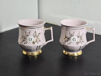 Čínsky ružový karlovarský porcelán - šálky