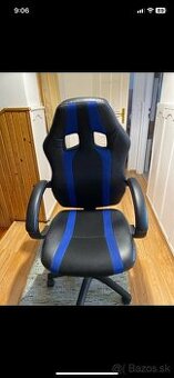 Moderná herná/kancelárska stolička – čierno-modrá, pohodlná