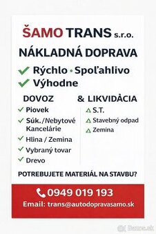 Ponúkam nákladnú dopravu stavebných materiálov BB