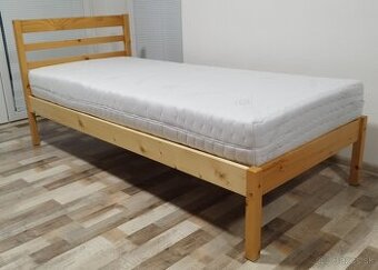 drevena postel s lam. rostom a matracom 90x200x56 cm