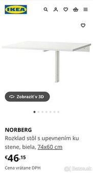 Predám skladací stôl IKEA - 1