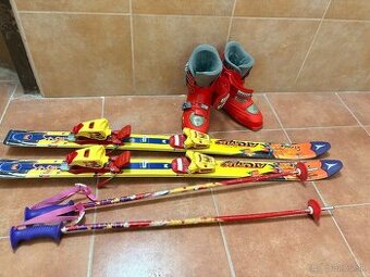 Detske lyze 100 Atomic + lyziarky 22 + palice