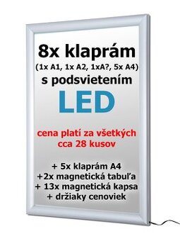 Nové LED podsvietené klaprámy (kliprámy) a iné pútače - 30ks