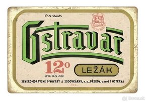 plechová cedule - Ostravar 12° (dobová pivní etiketa)