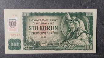 100 Kčs 1961 + Sk kolok, stav N (UNC)