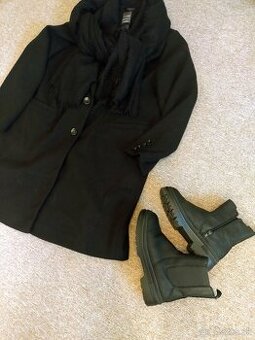 cierny kabat velk 46/48 + moderne topanky velk 38