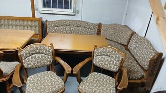 Masivná rustikálna lavica+rozkl.stôl+2×stolička