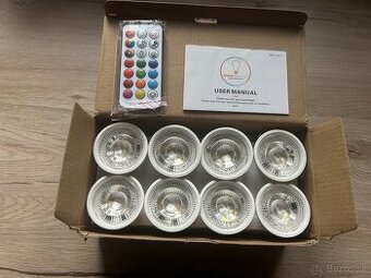 Farebné LED žiarovky s diaľkovým ovládačom – sada 8 ks