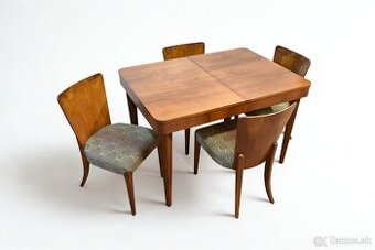 ROZKLADACIA STOLOVÁ SÚPRAVA ART DECO SO 4 STOLIČKAMI