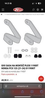 GIVI SADA NA MONTÁŽ PLEXI 1190DT HONDA PCX 125 (21-24) D1190
