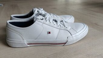 Kožené biele tenisky pánske Tommy Hilfiger