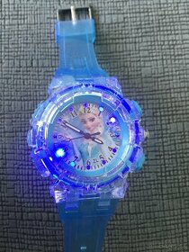 Nové modré svietiace hodinky Frozen Elsa s batériou - 1