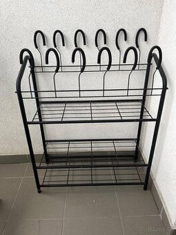 Botník/Stojan/regál na topanky s 3 polickami čierny