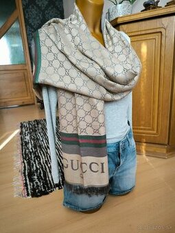 Luxusný dámsky šál Gucci - svetlohnedý