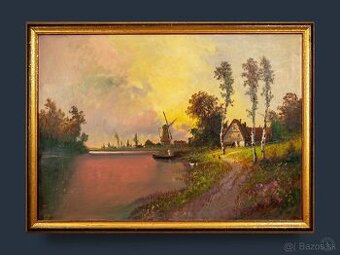 Holandská krajina, sign.Novak, 1100 × 800 mm