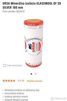 URSA Minerálna izolácia GLASSWOOL DF 39 SILVER