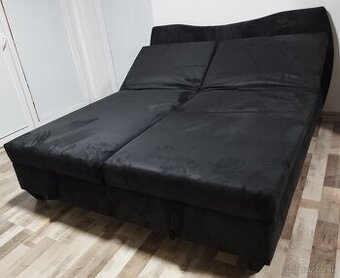 polohovatelna manzelska postel cierna, 170x200x47 cm