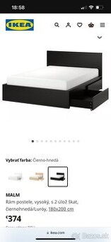 Ikea Malm čierna posteľ 180x200