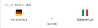 ME 21 Štvrťfinále Nemecko - Taliansko 22.6.2025
