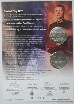 Pamätný list - Slovenské národné povstanie - 80. výročie