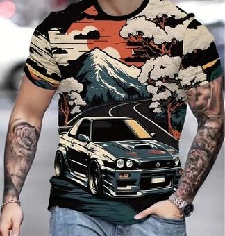 PÁNSKE TRIČKO XXL S 3D POTLAČOU MOUNTAIN CAR
