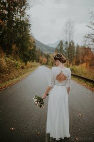 Svadobné šaty s holým chrbátom + závoj + bolerko - 1