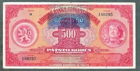 Staré bankovky - 500 korun 1929 SLOVENSKÝ ŠTÁT