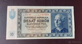 bankovka 10 Korún 1939 A. HLINKA