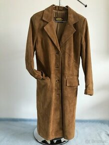 Elegantný dlhý kožený kabát / sako