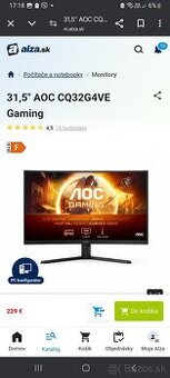 Predám nový monitor Aoc 31,5 CQ32G4VE