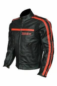 Moto Kožená Bunda Ducati Orange Stripess