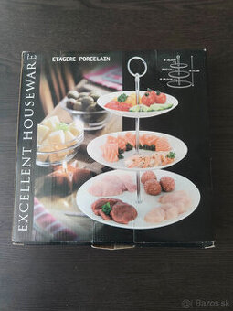 porcelánový etažér na ovocie a zákusky