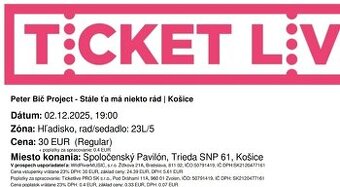 Peter Bič Project Košice - 2 lístky