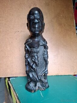 Predám starú drevorezbu rodokmeň kmeňa Makonde Tanzánia 34cm - 1