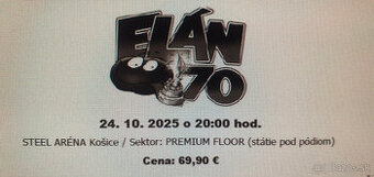 ELÁN 70 KOŠICE, piatok 24.10.25