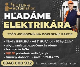 Pomocný elektrikár - okolie Berlína