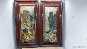 Predám dve staré olejomalby namaľované na dreve 36 €