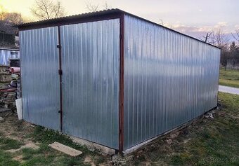 Plechová garáž 3x5m, búda na stavbu - používaná