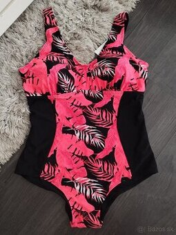 Jednodielne plavky zoštíhľujúce koralovo čierne.L,XL,2XL3XL