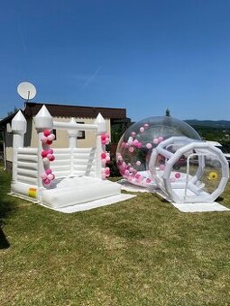 Skakací hrad biely & Bubble house