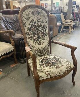 Vintage kreslo, drevo, textília, ideálne na prerábku  ,110x6