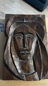 Drevený reliéf – ručná rezba, portrét
